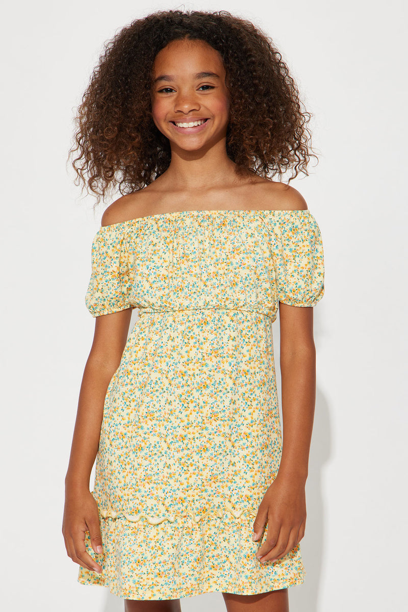Mini Flower Daydreams Off Shoulder Dress Yellow Fashion Nova