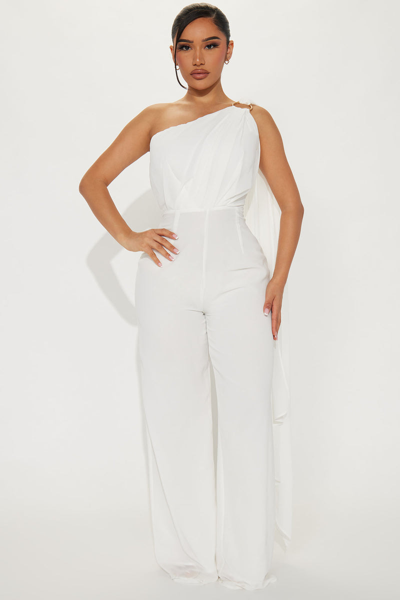 White chiffon jumpsuit sales