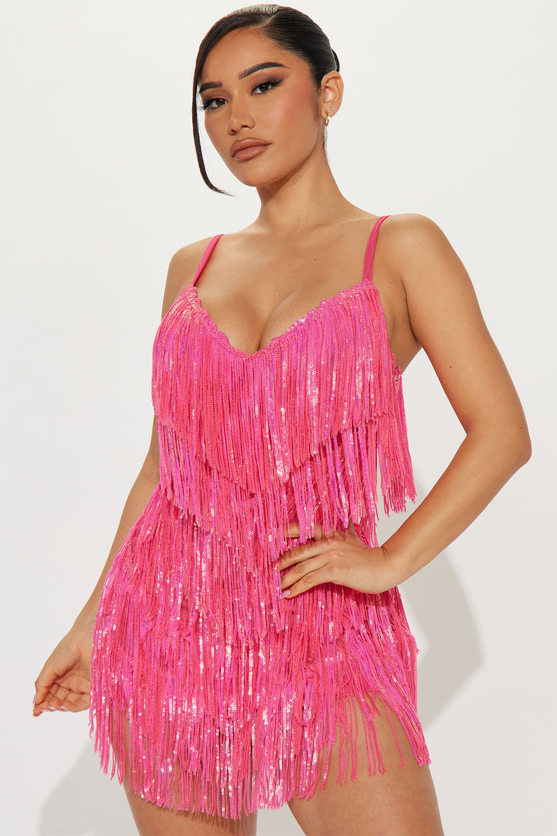 Hot pink shop tassel dress