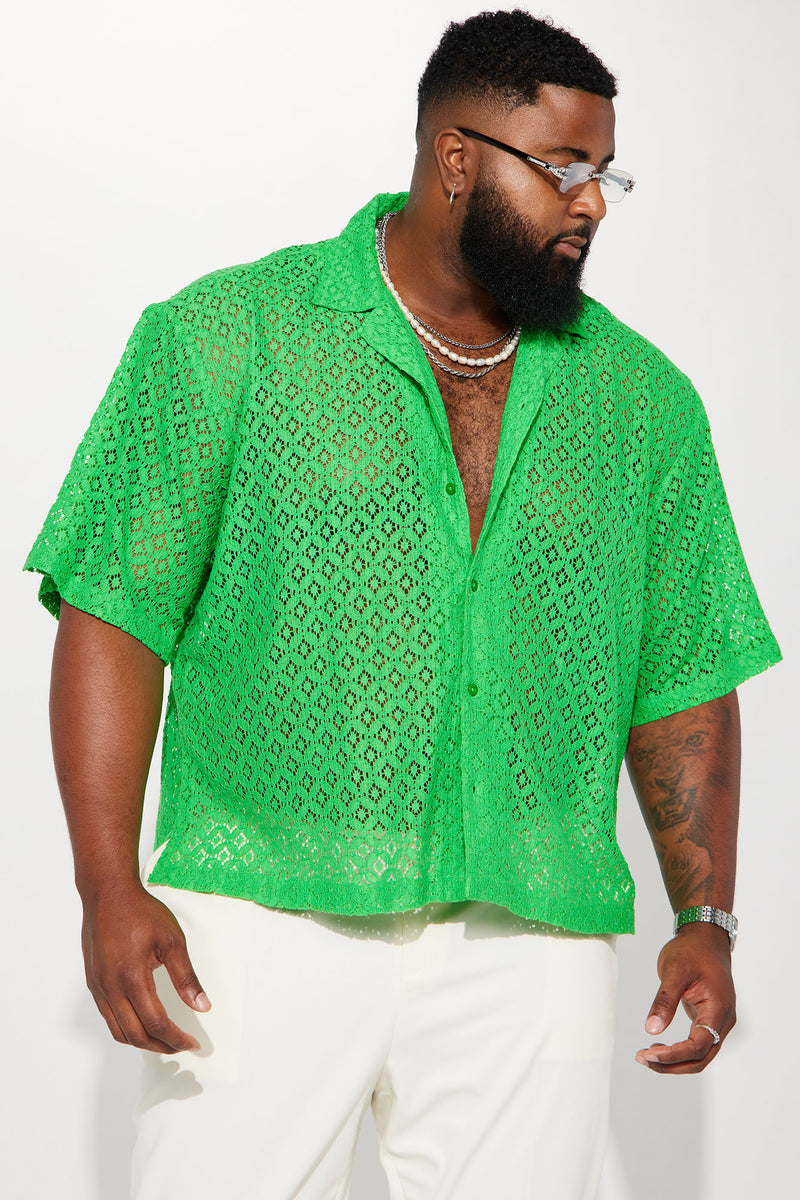 Shooting Star Textured Cuban Shirt Green Fashion Nova, Mens Shirts