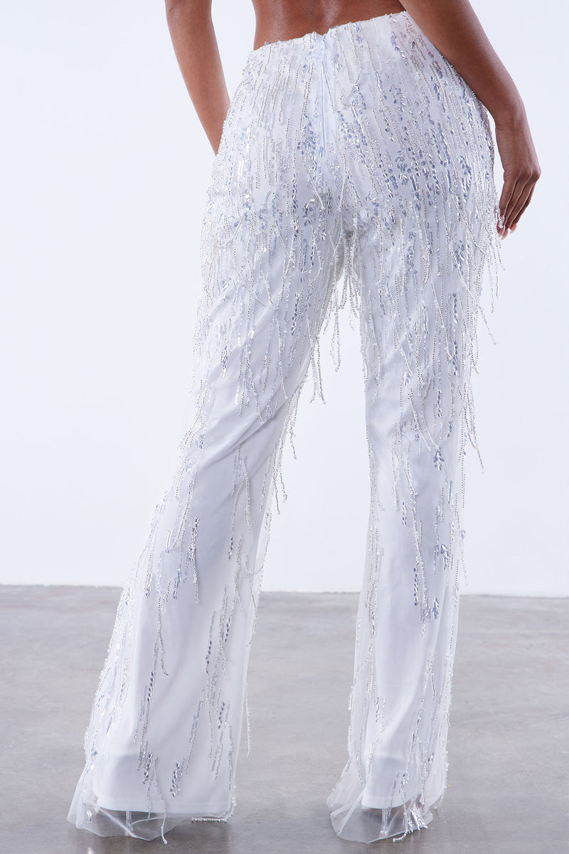 White sequins pants discount
