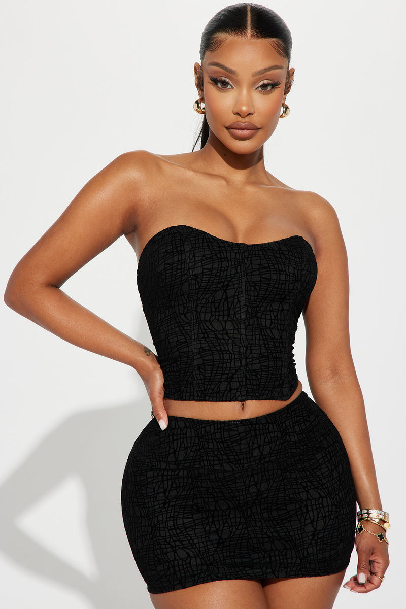 Black shop skirt set