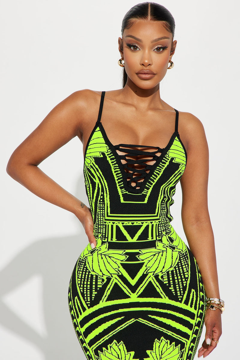 Lime green hotsell bandage dress