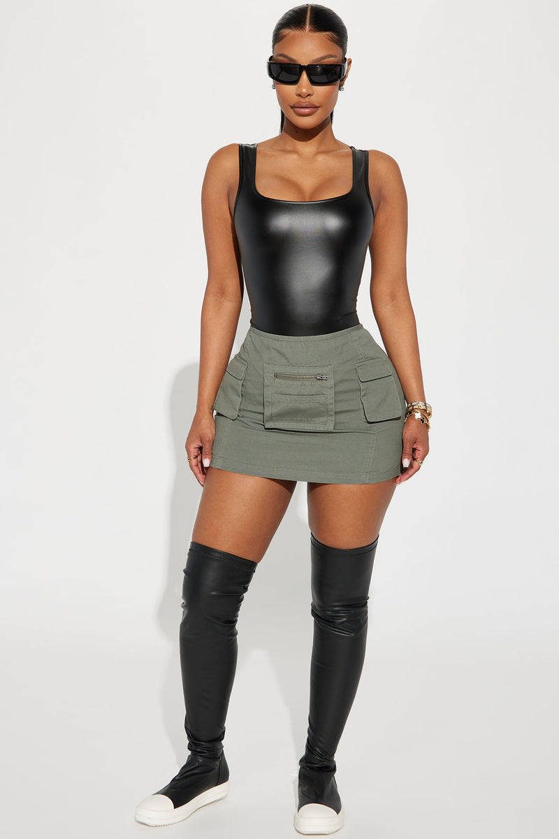 Tomb Raider Cargo Micro Mini Skirt Olive