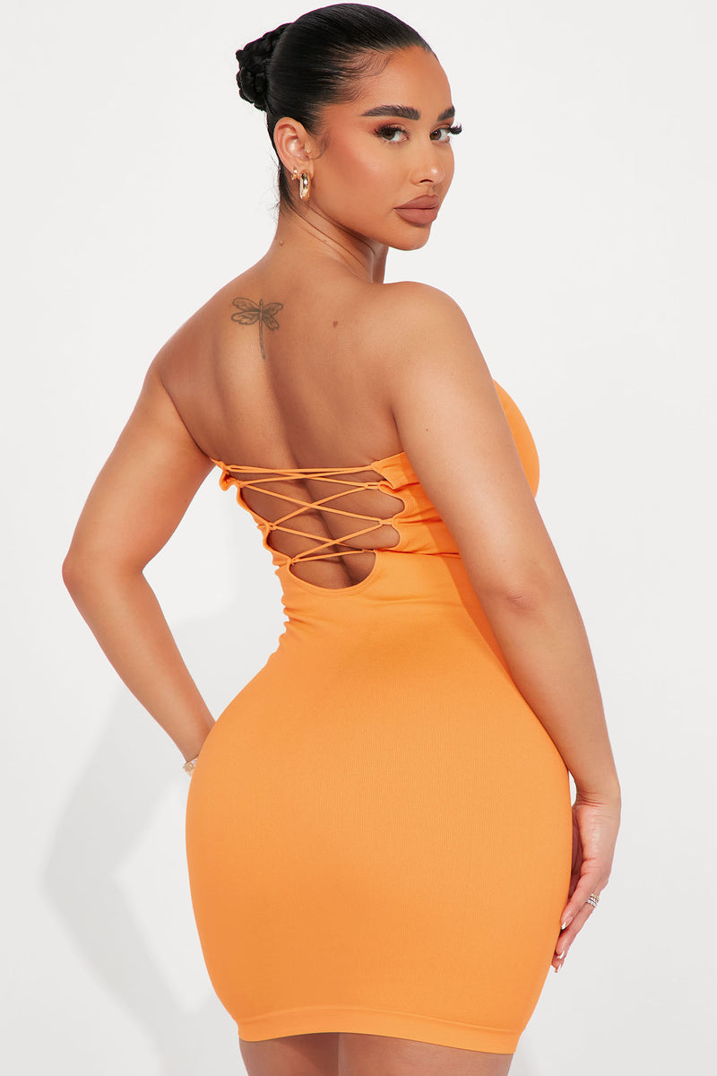 Shape orange slinky lace on sale up back bodycon dress
