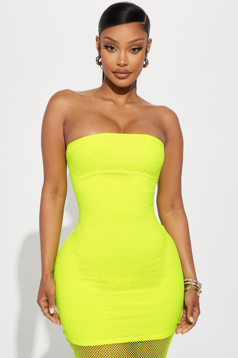 Neon yellow deals tube dress