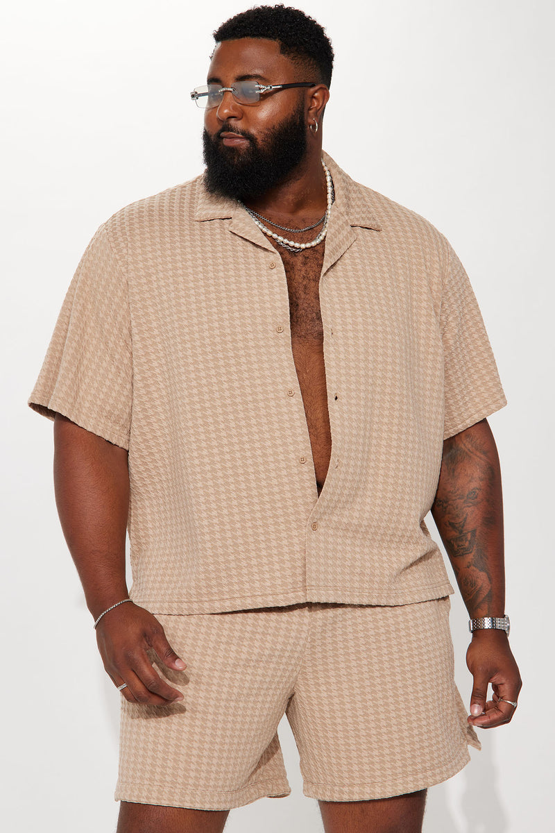 Tan short sleeve button top up shirt