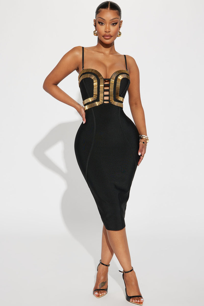 Black midi deals bandage dress