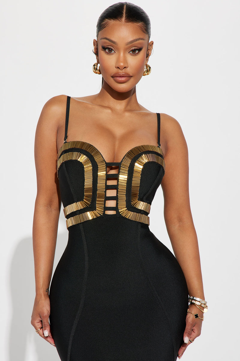 Black gold bodycon dress online