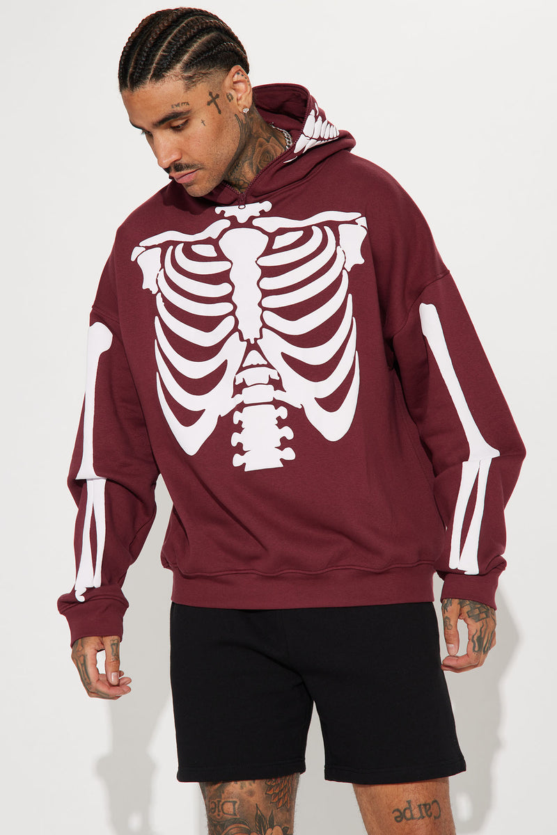 Skeleton hoodie red Clearance