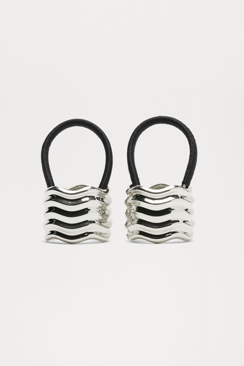 State Of The Art 2 Piece Scrunchie Set Silver Fashion Nova