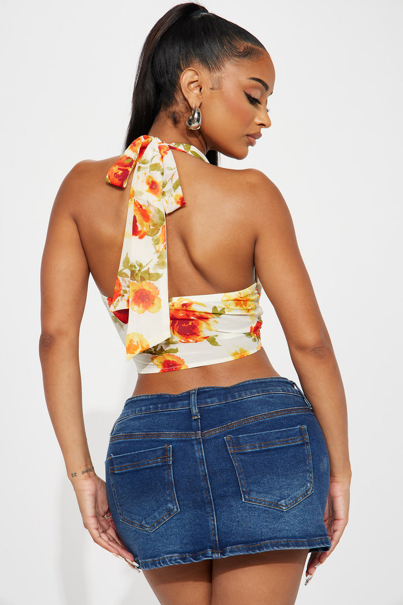Special Effects Floral Halter Top - Ivory/combo | Fashion Nova, Shirts ...