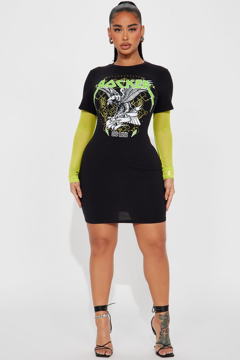 Rocker T Shirt Mini Dress Black Fashion Nova Dresses