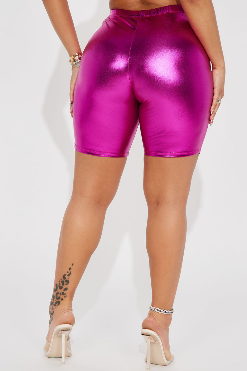 Pink leather biker sales shorts