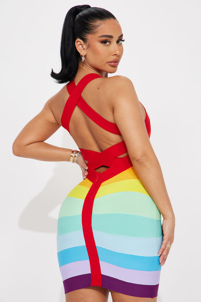 Colorful bandage dress store