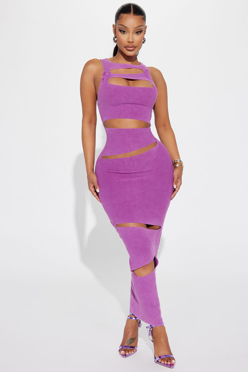 Ashlee Mineral Wash Maxi Dress Purple Fashion Nova Dresses
