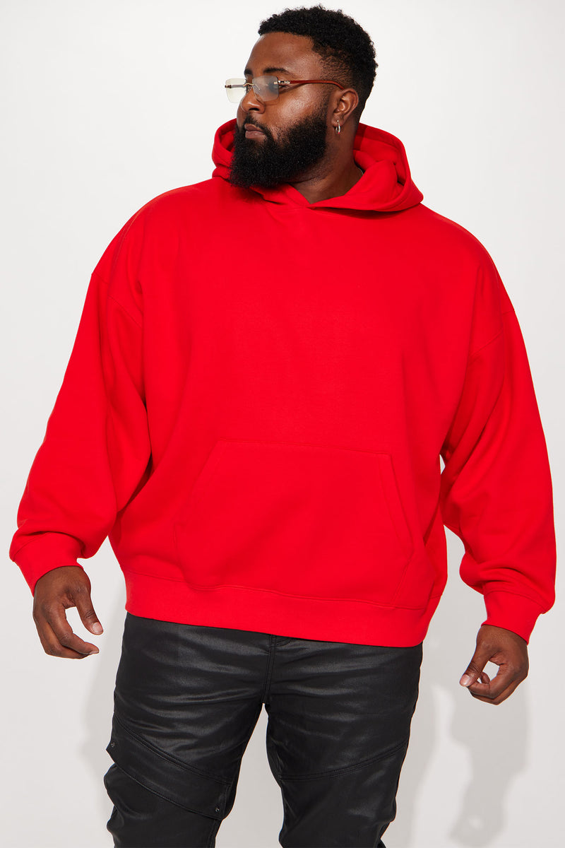 Red hoodie oversized hot sale