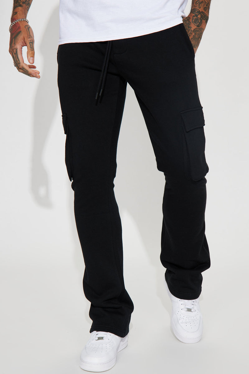 Tyson Cargo Skinny Flared Sweatpant Black Fashion Nova Mens