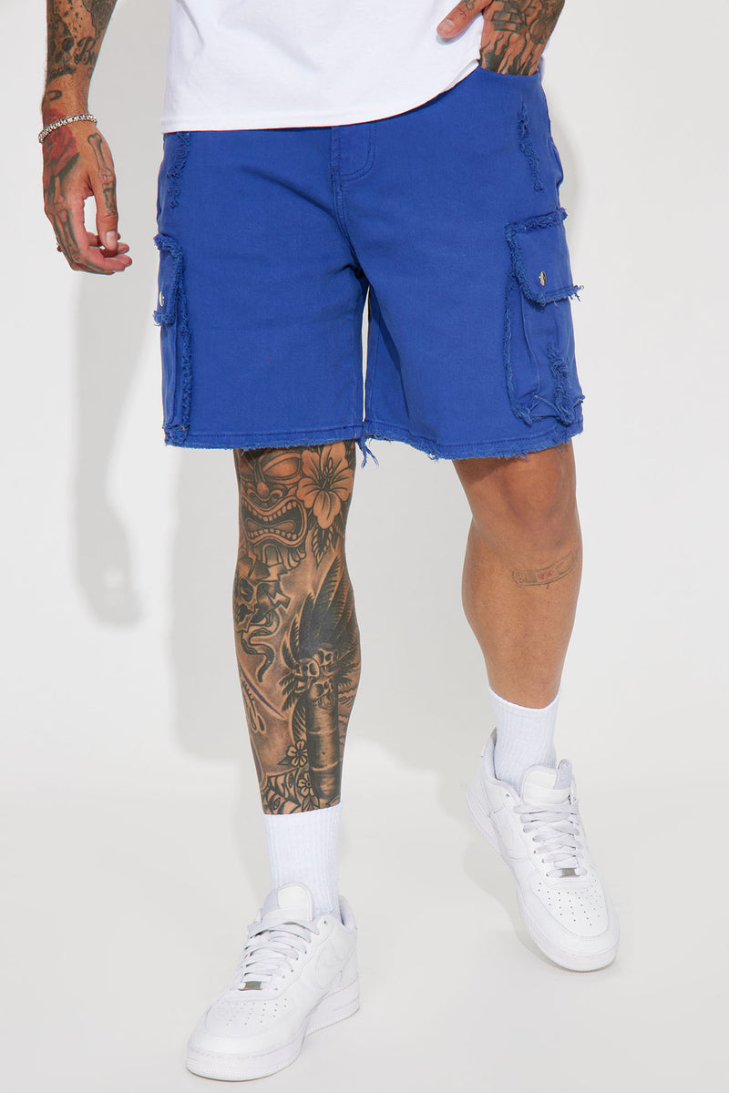 Mens royal shop blue cargo shorts