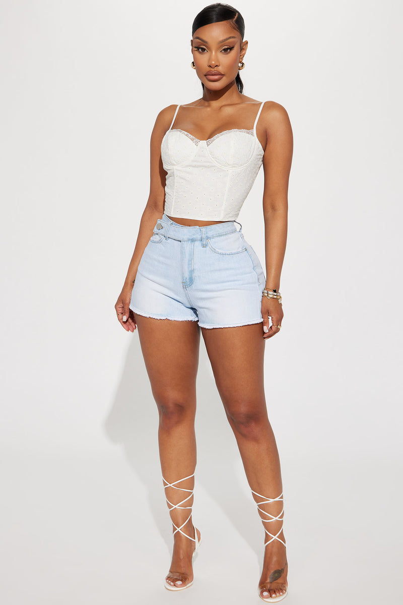 White wash denim shorts new arrivals