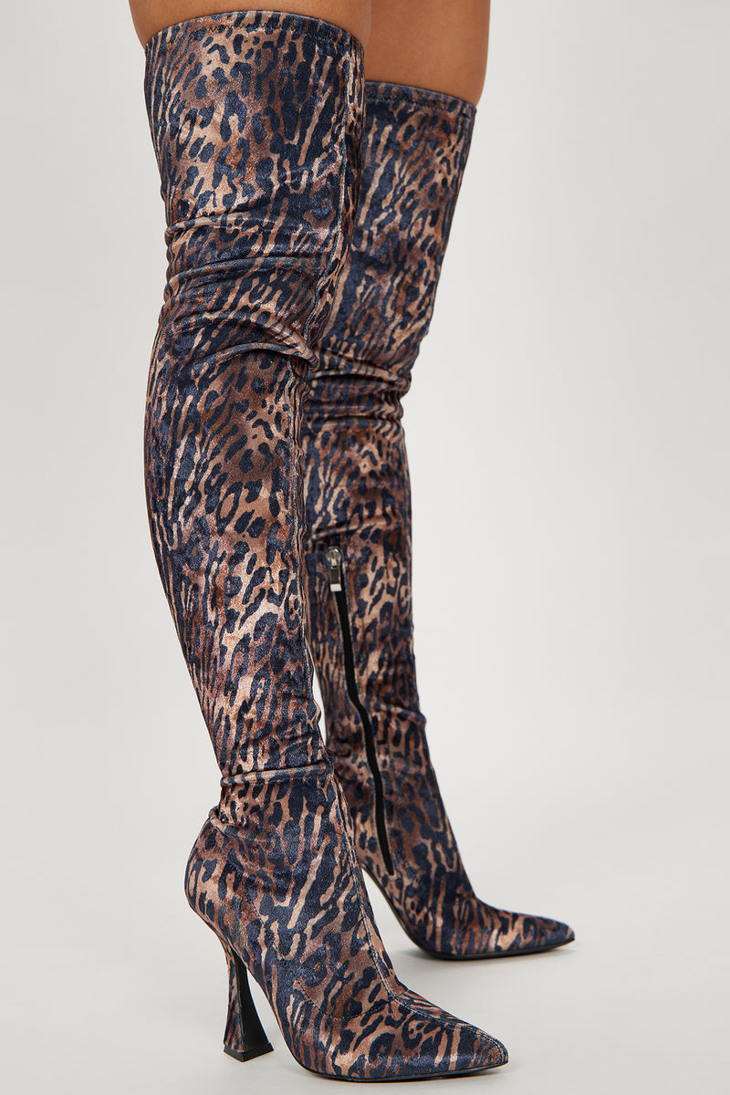Leopard print outlet high heel boots