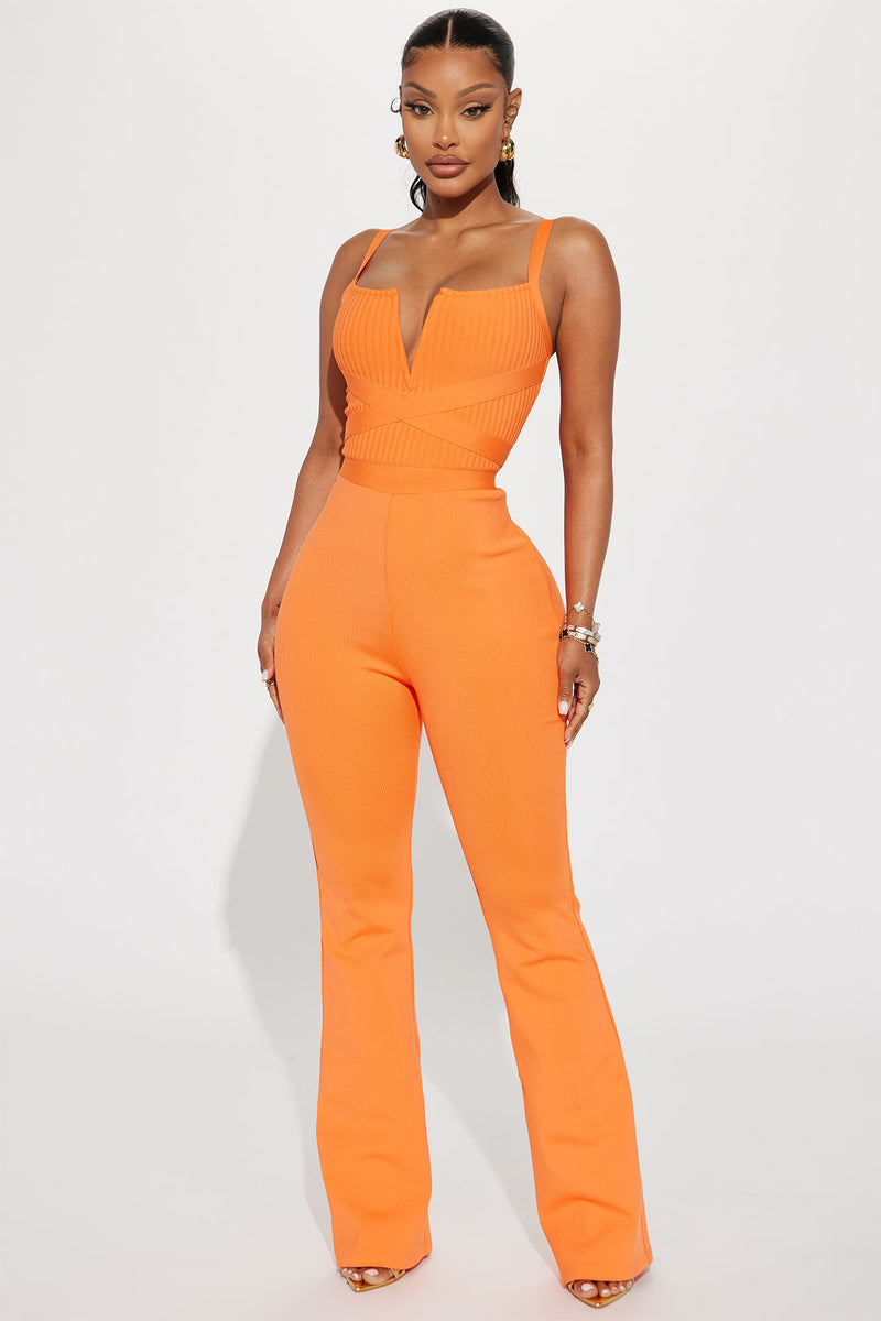Orange womens jumpsuit sales