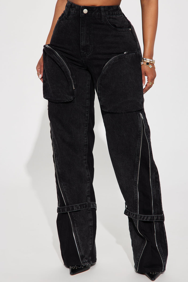 Got It All Non Stretch Zip Cargo Jean - Black Wash | Fashion Nova, Jeans |  Fashion Nova