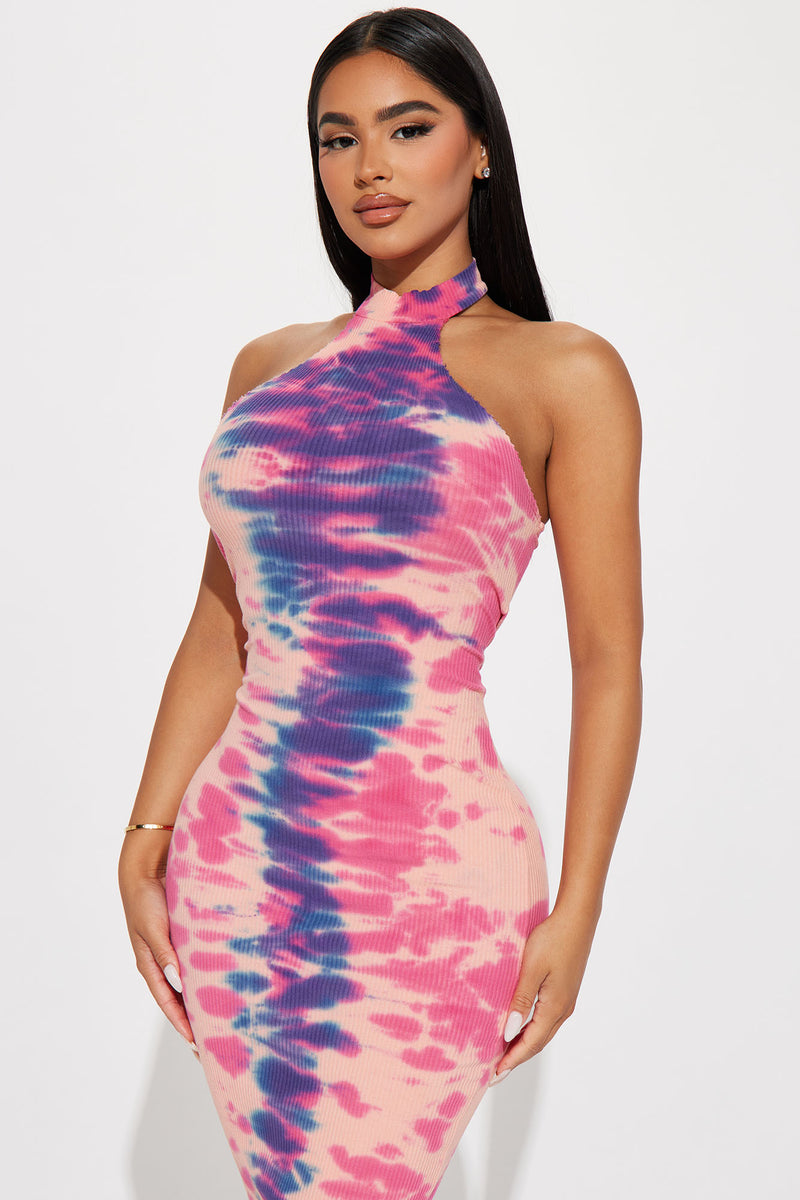 Cindy Tie Dye Maxi Dress Pink combo