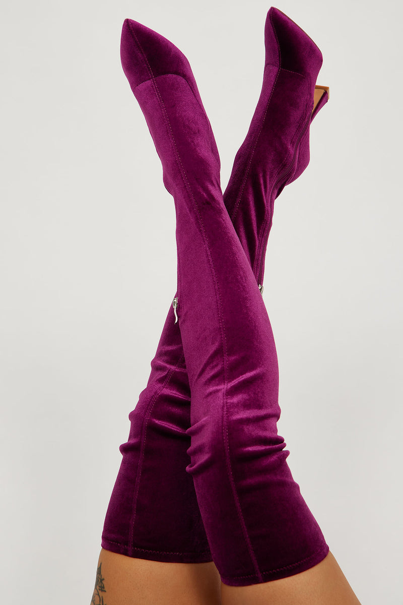 Burgundy thigh hotsell high boots