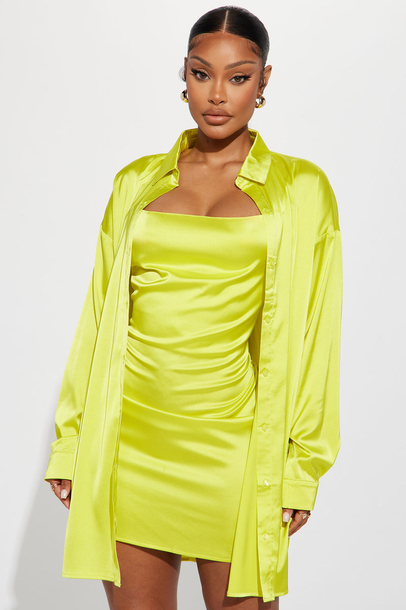 Neon yellow hotsell silk dress