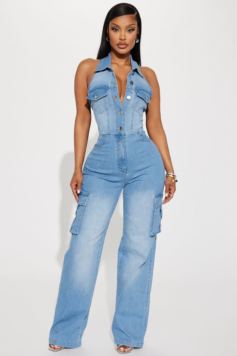 Fashion nova outlet denim jumpsuit