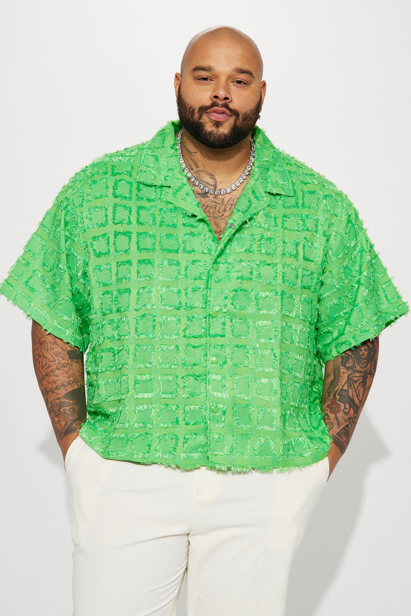 Greener Pastures Cropped Button Up Shirt - Multi Color
