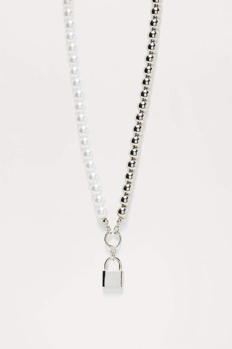 Race Way Mix Pearl Necklace Silver Fashion Nova, Mens Jewelry