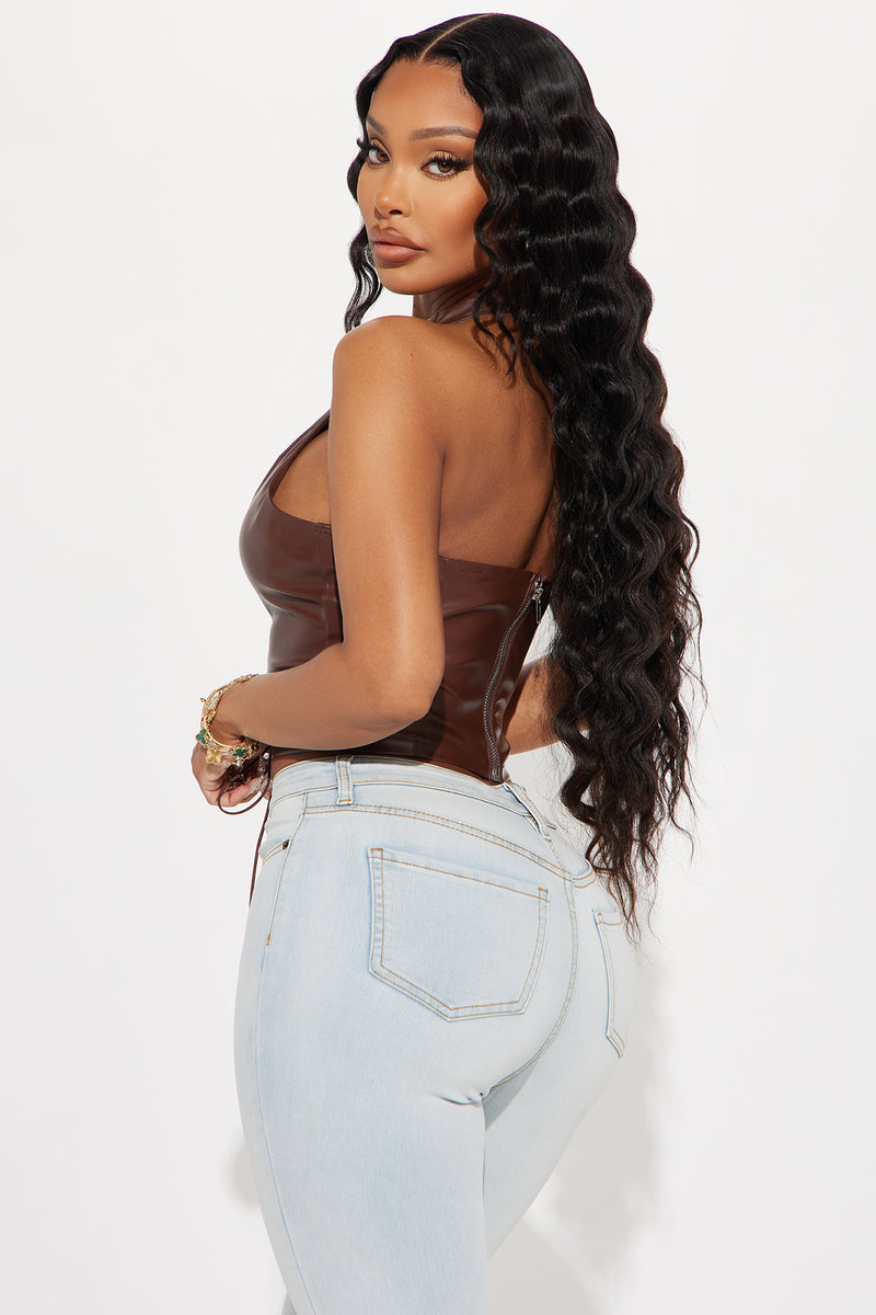 Up To No Good Lace Up Top Brown Fashion Nova Knit Tops Fashion Nova