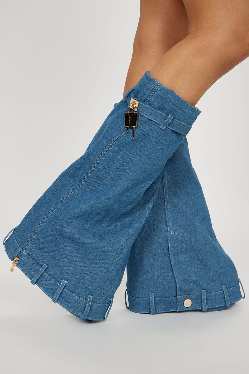 Fashion nova denim boots sale