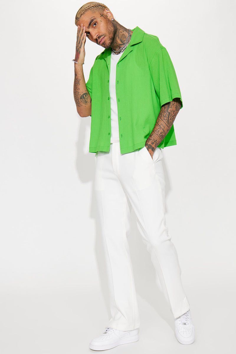Lime green hot sale shirt outfit