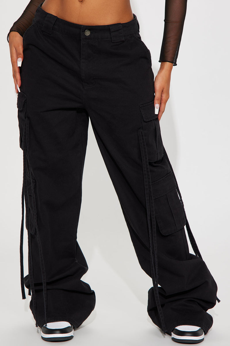 Tall Golden Hour Wide Leg Cargo Pant - Black, Fashion Nova, Pants