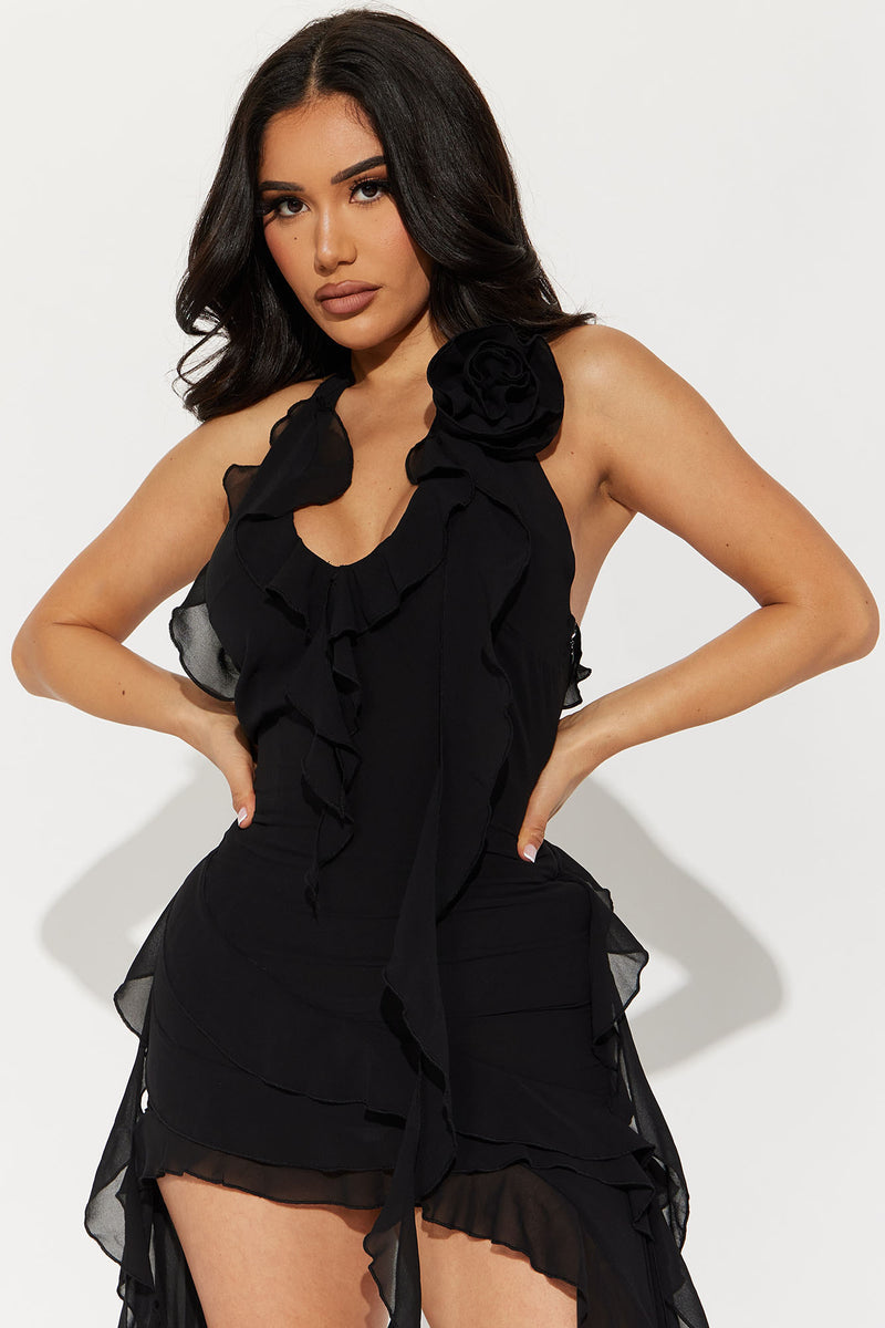 Ruffles and Roses Midi Dress Black Fashion Nova Dresses