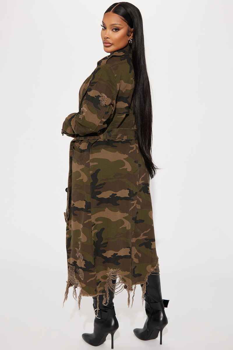 Long camouflage deals coat