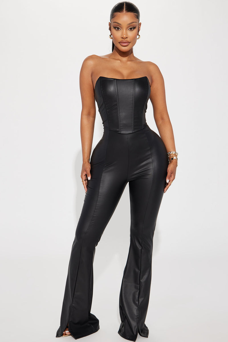 Fashion nova leather jumpsuit discount