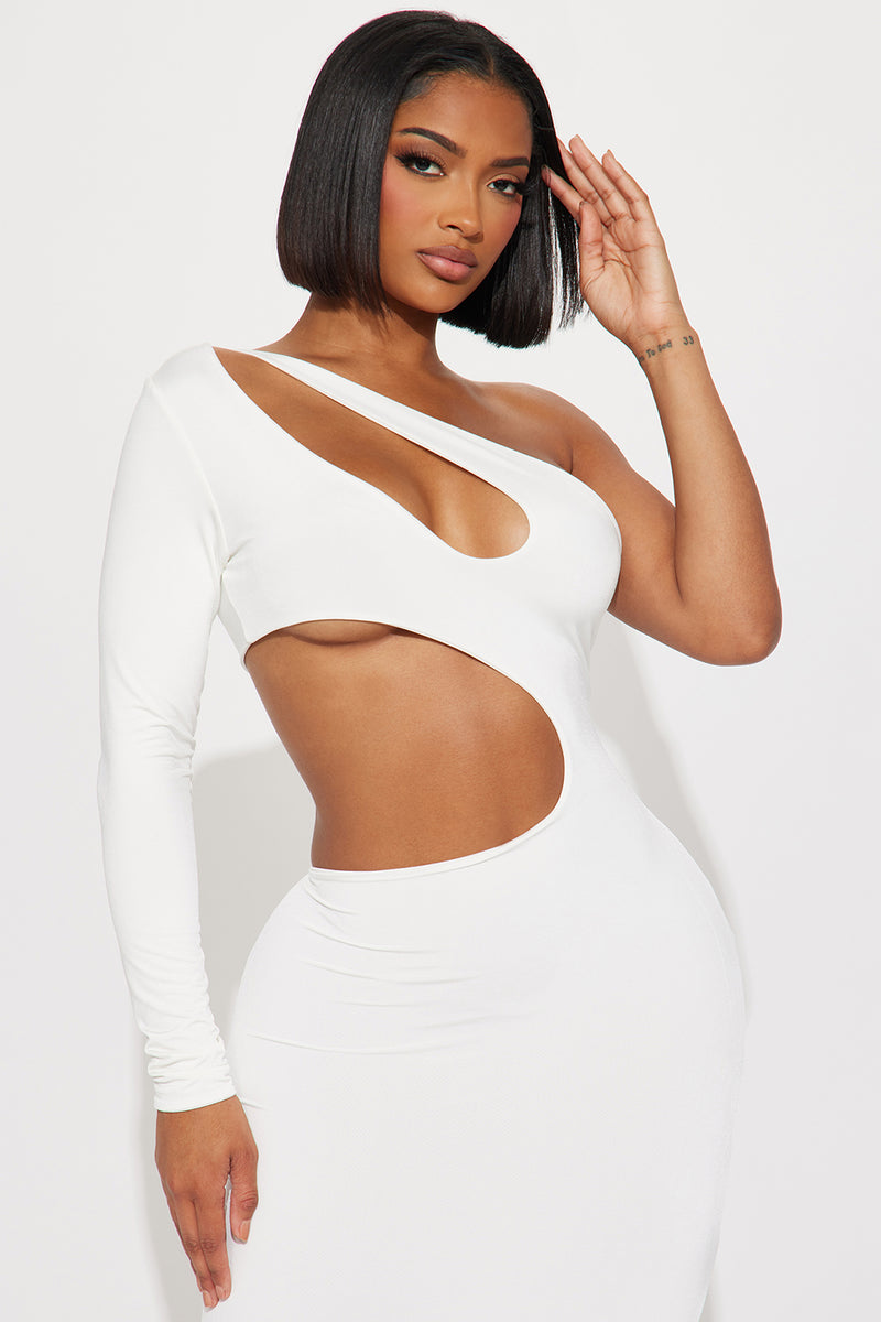 White long sleeve discount cut out dress