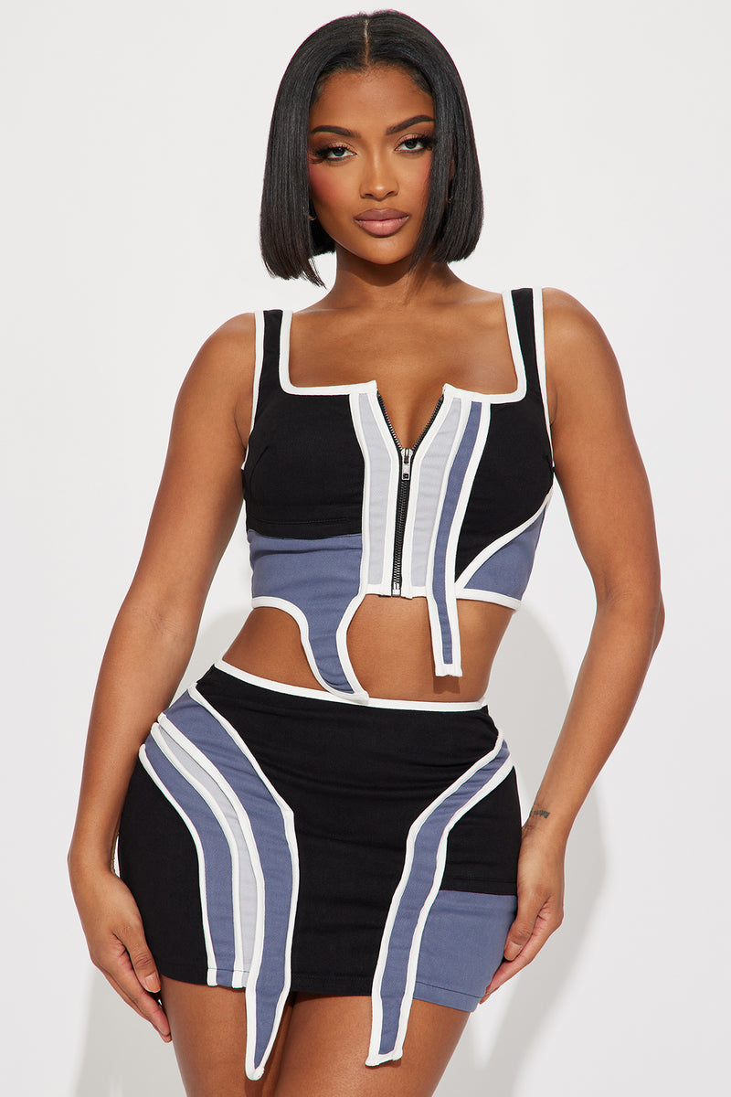 Striped skirt top fashion nova