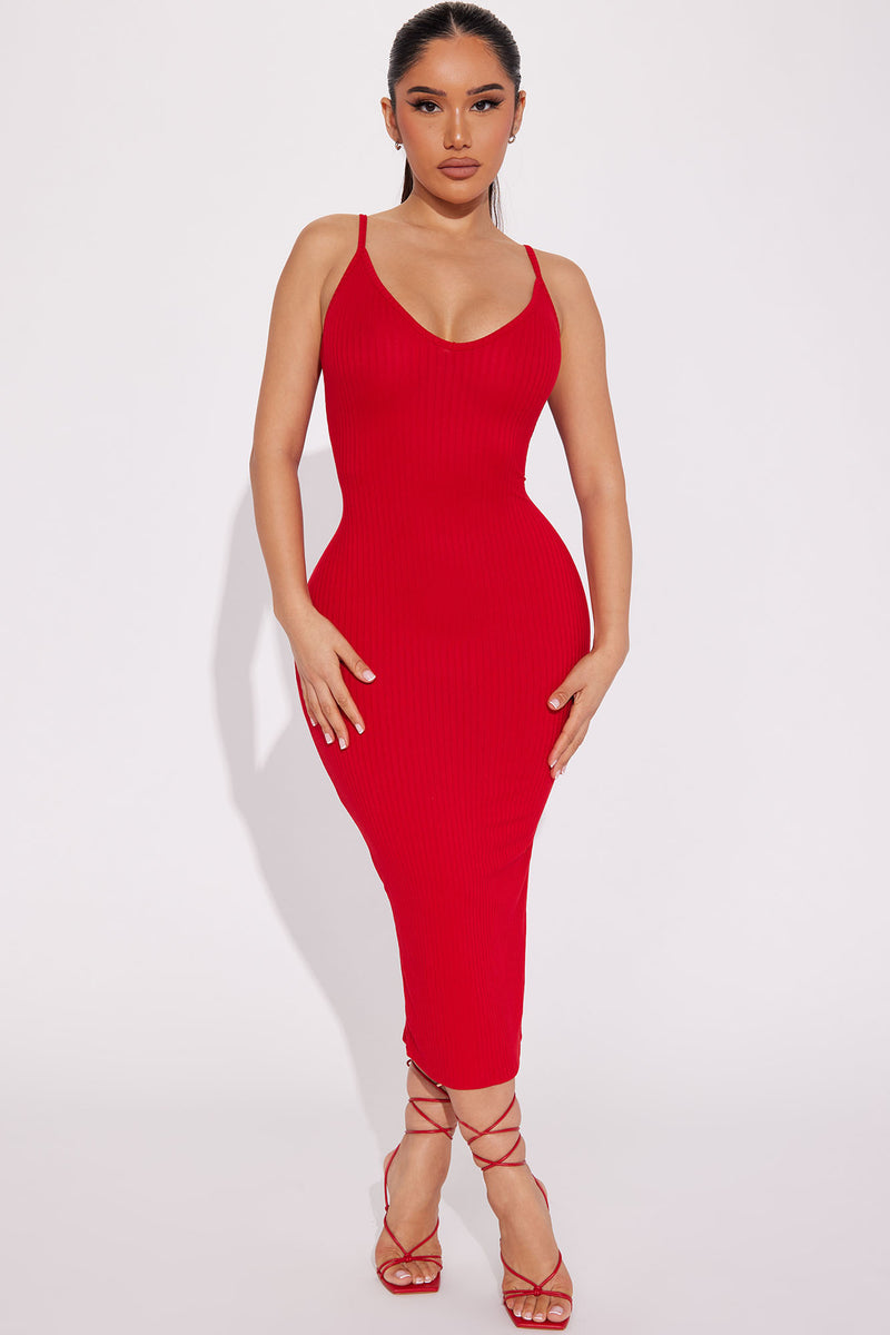 Fashion nova red outlet midi dress