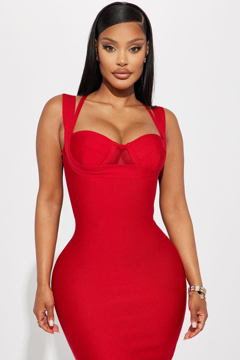Charline Tulle Bandage Gown Red