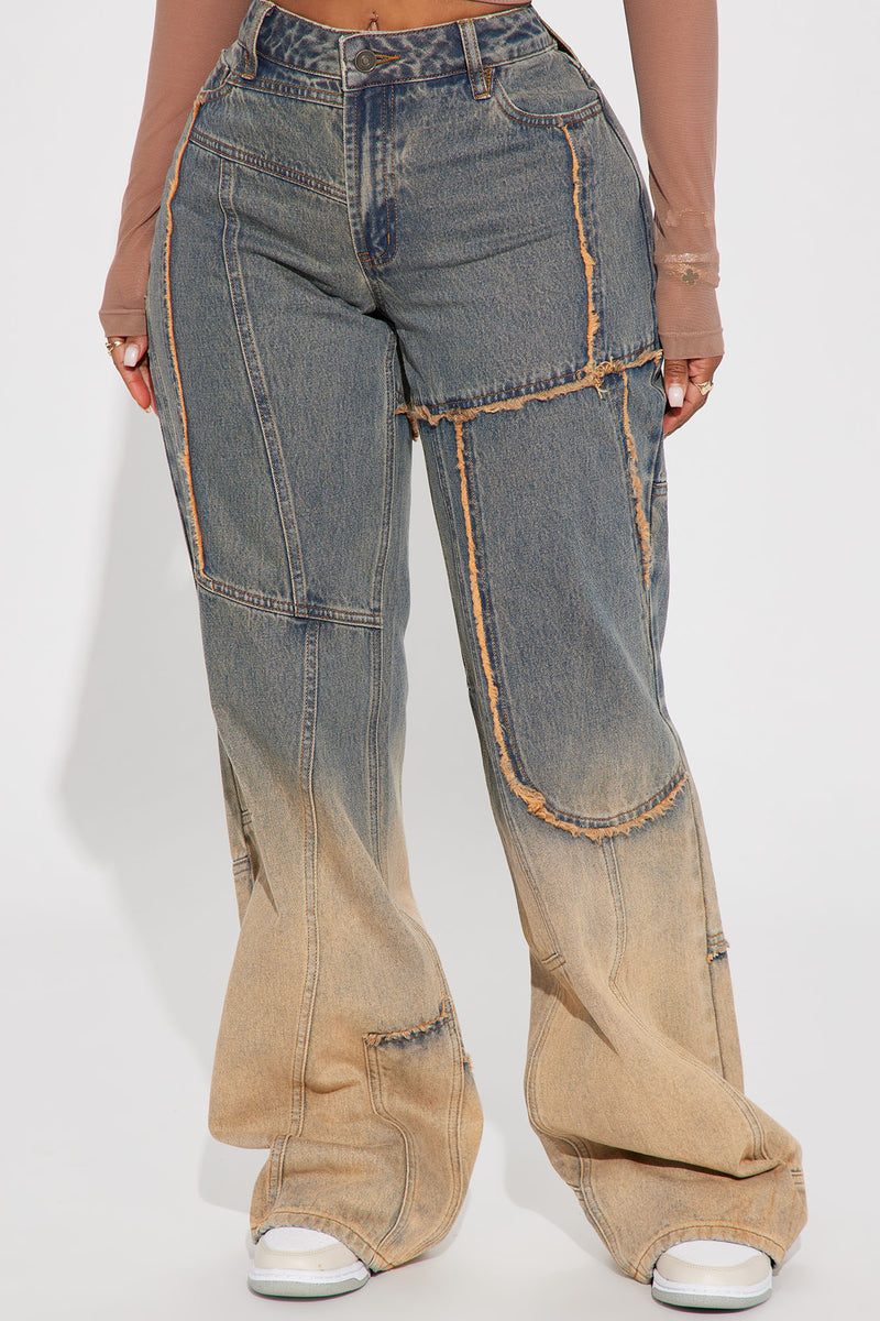 Milan Non Stretch Tinted Wide Leg Jeans Dark Wash Fashion Nova