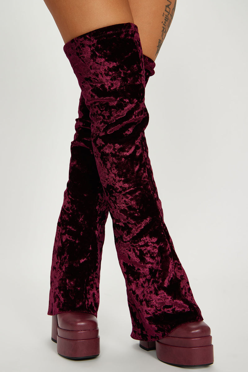 Burgundy store velvet booties