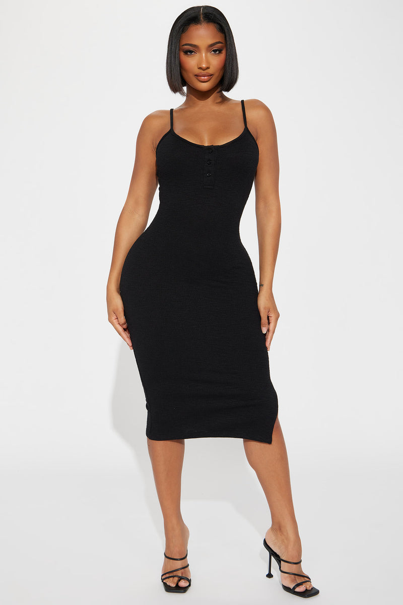 Fashion nova black 2025 midi dress