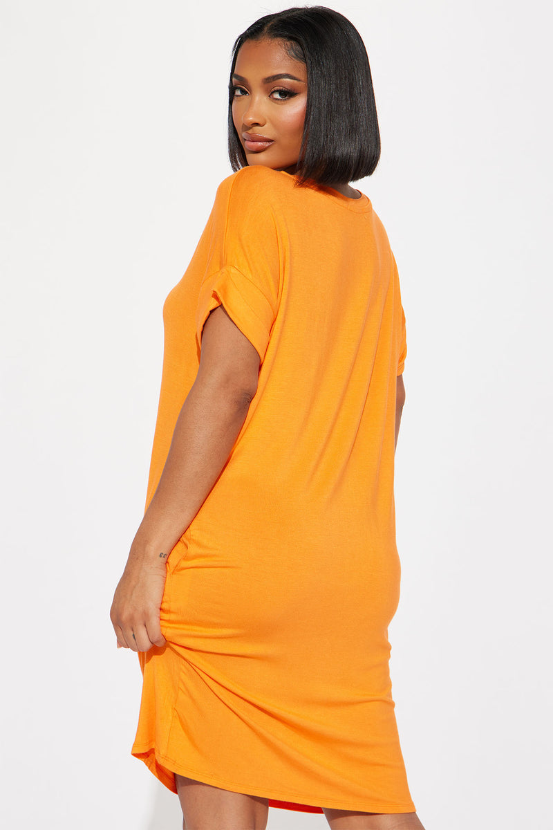 Neon orange tshirt dress discount