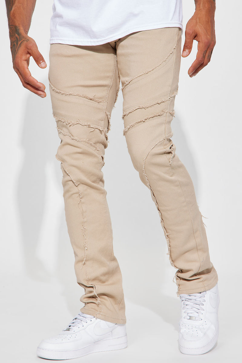 Down For Fray Stacked Skinny Pants Tan Fashion Nova Mens