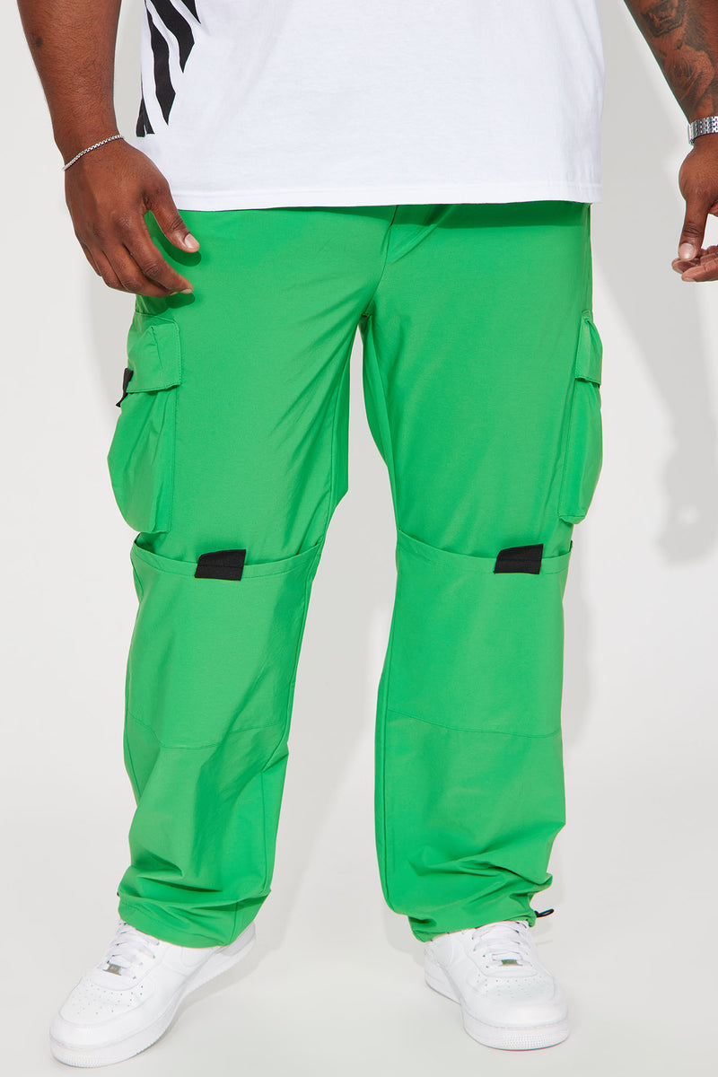 Fall Back Nylon Cargo Pants Kelly Green
